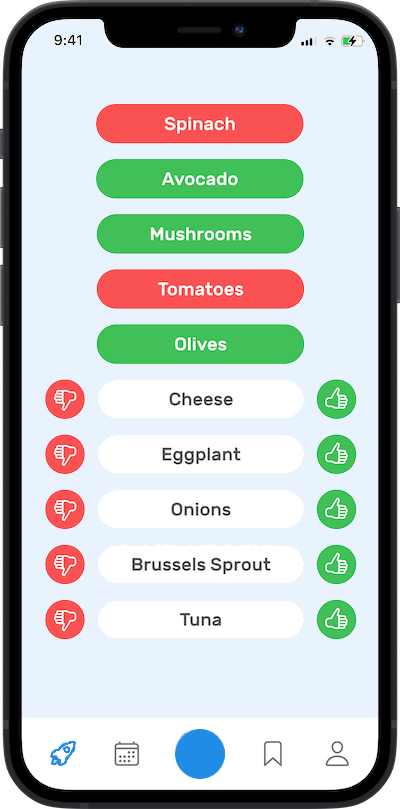 iPhone app preferences selection screen